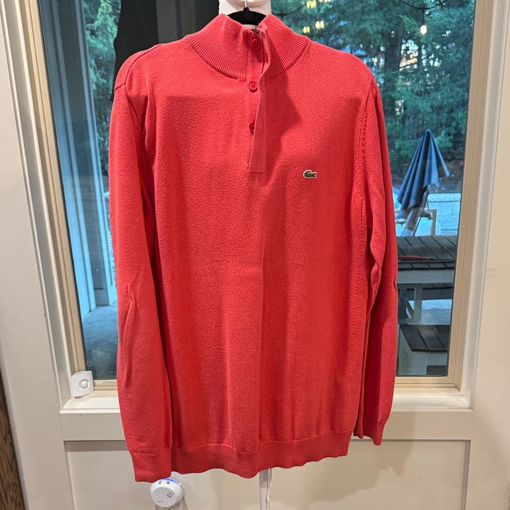 Lacoste Quarter Zip Button-Up Sweater